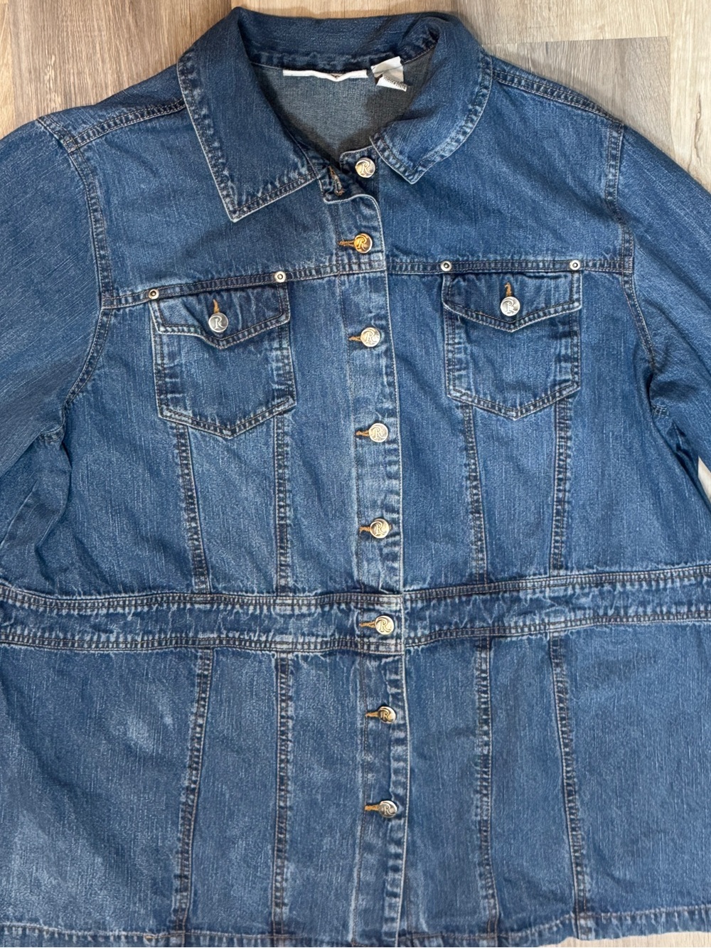 Vtg Roaman’s Denim Jean Jacket Shacket Med. Wash 1990’s 22W
